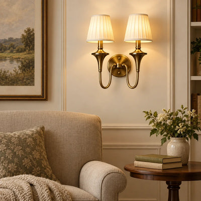 Bliss & Birch Double Arm Tapered Shade Wall Sconce