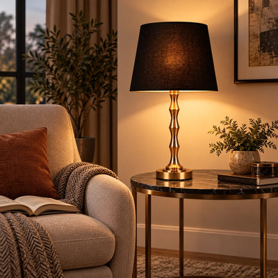 Bliss & Birch Copper Stem Black Shade Table Lamp