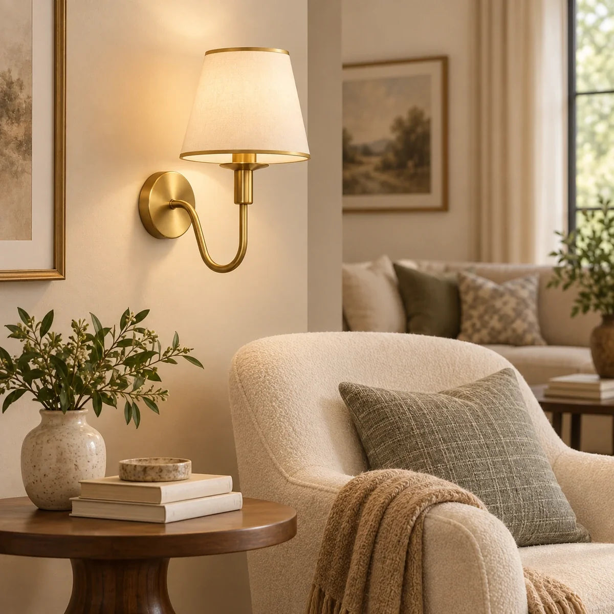 Bliss & Birch Curved Arm Shaded Wall Sconce