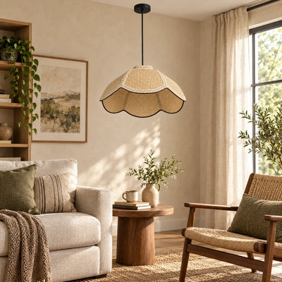 Bliss & Birch Off-White Woven Dome Pendant