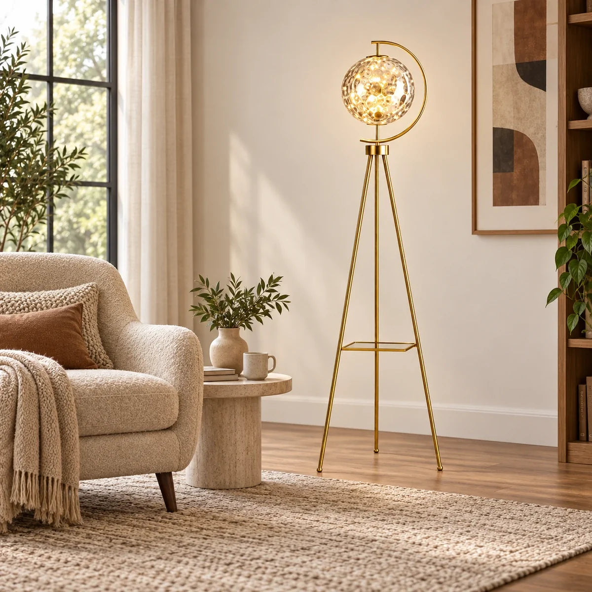 Bliss & Birch Patterned Globe Tripod Floor Lamp