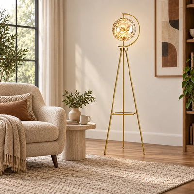 Bliss & Birch Patterned Globe Tripod Floor Lamp
