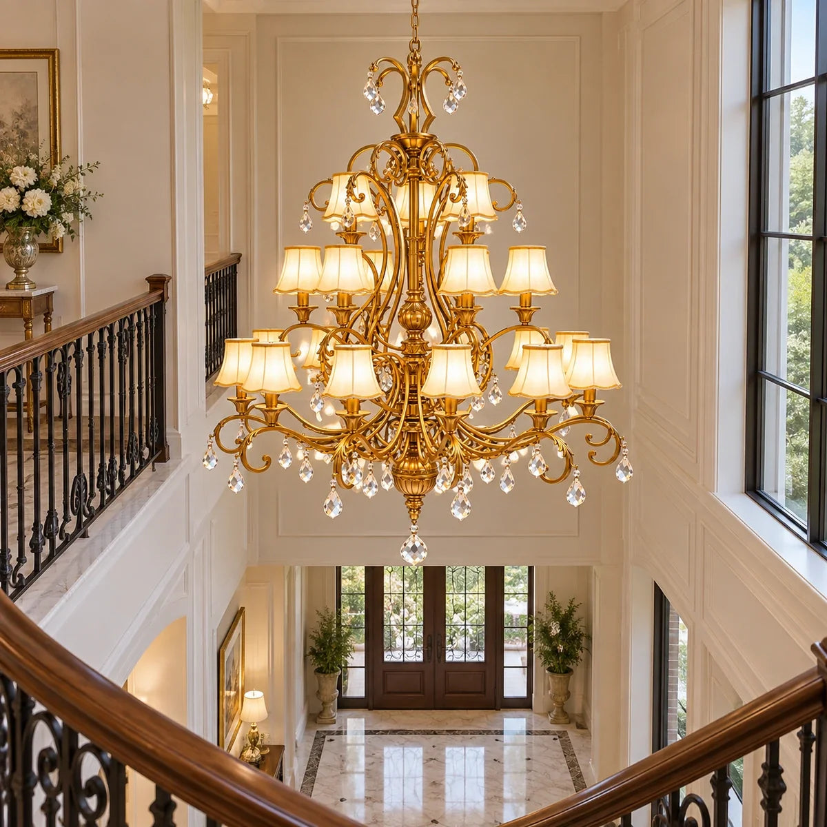 Bliss & Birch Scroll-Arm Three-Tier Chandelier