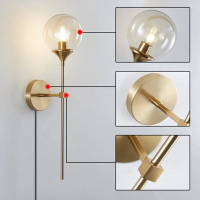 Round Ball Head Gold Sconce (Set of 2)