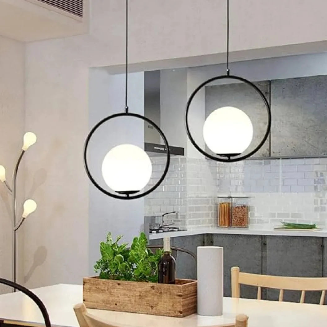 B&B Spherical Metal & Glass Hanging Light (Pack of 4)