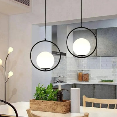 B&B Spherical Metal & Glass Hanging Light (Pack of 4)