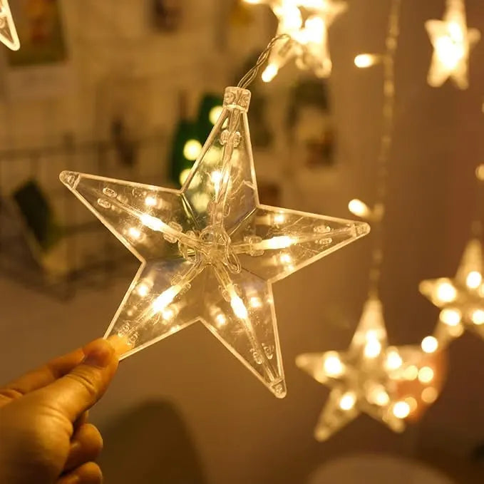 Warm White Star Curtain String Lights