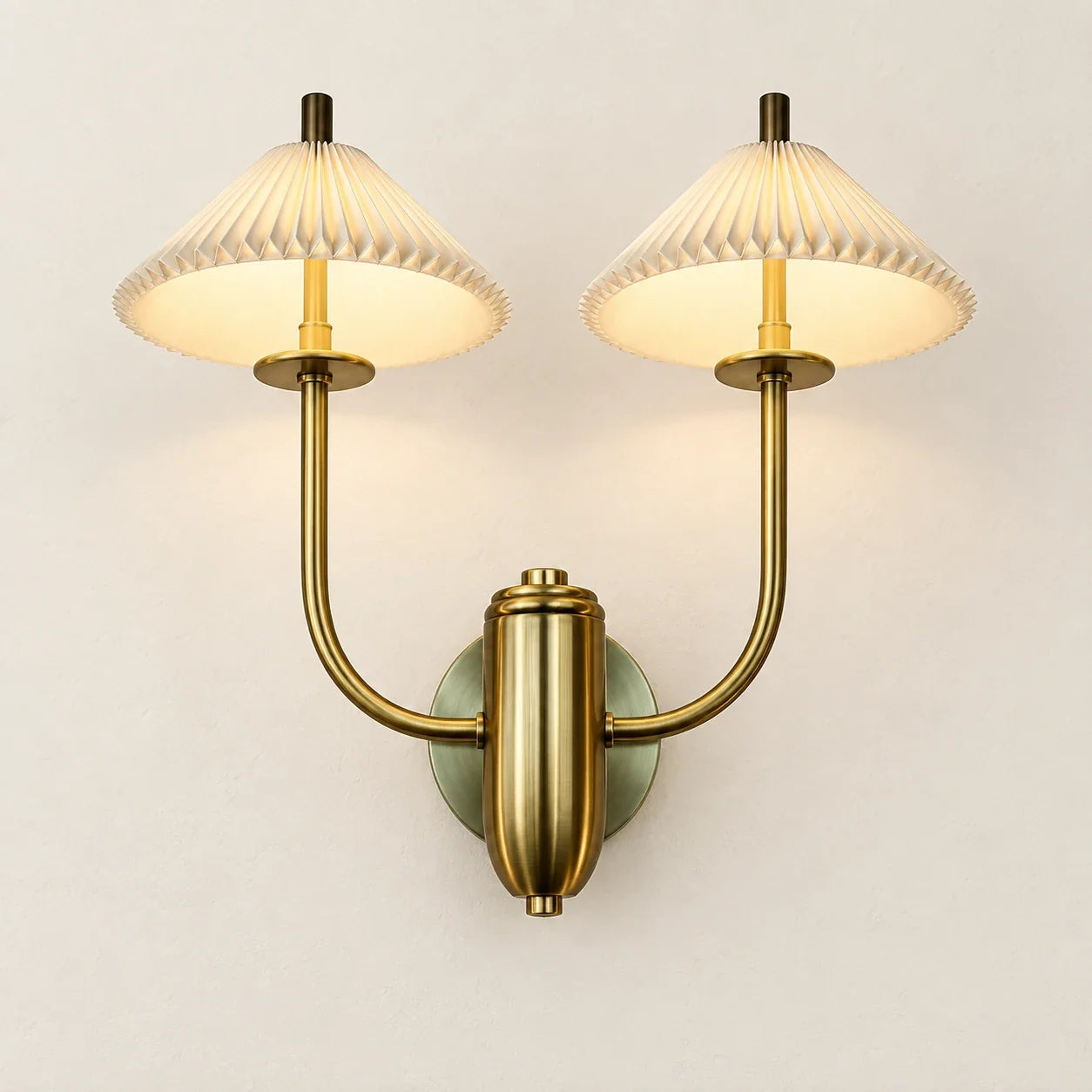 Bliss & Birch Twin Pleated Cone-Shade Wall Sconce
