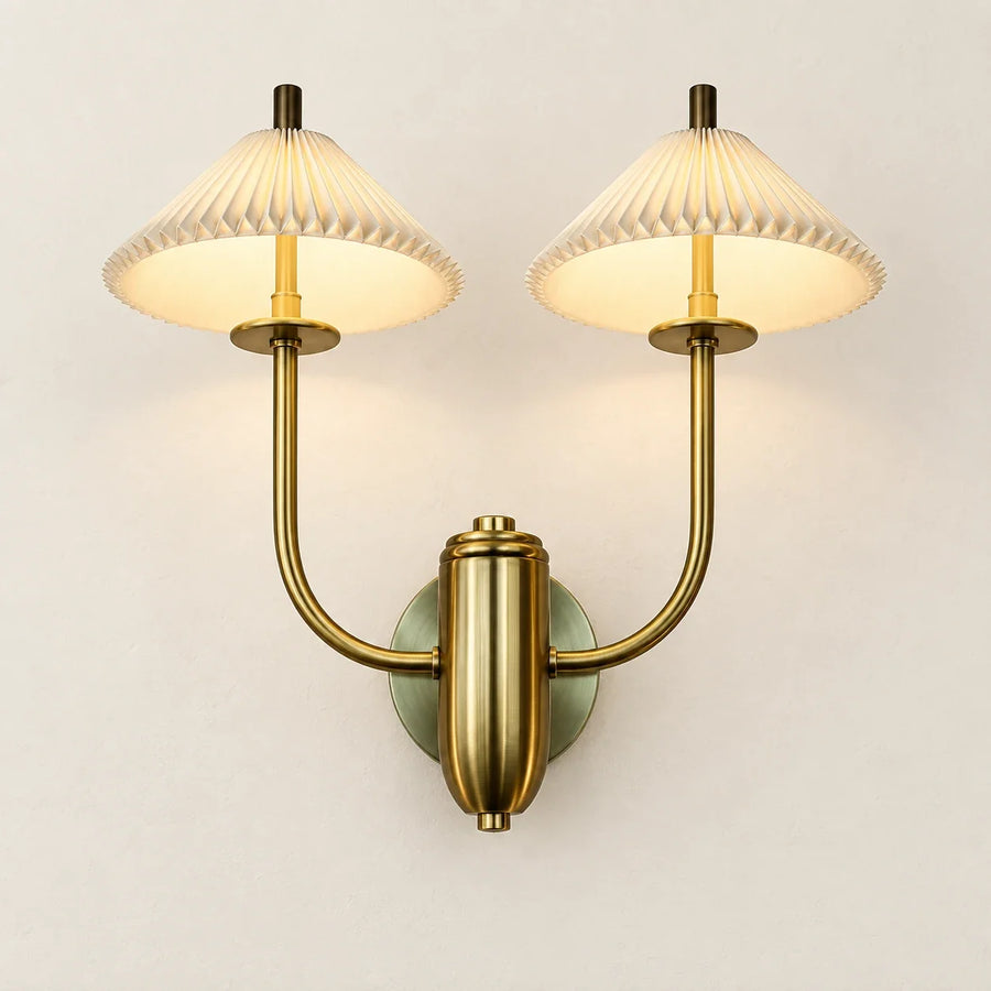 Bliss & Birch Twin Pleated Cone-Shade Wall Sconce