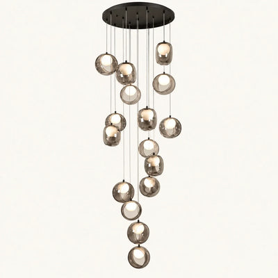 Bliss & Birch Cascading Smoke Glass Globe Chandelier