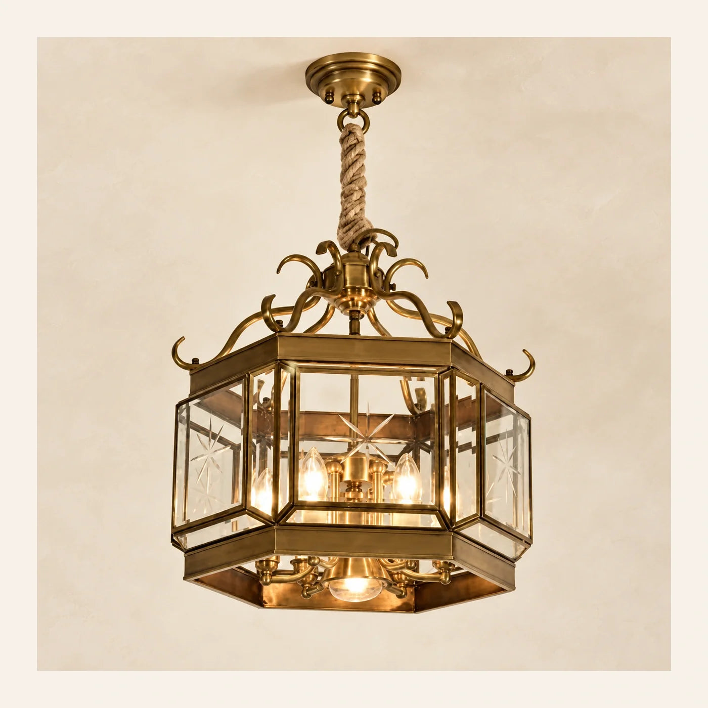 Bliss & Birch Ornate Glass Lantern Pendant