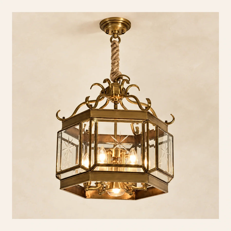 Bliss & Birch Ornate Glass Lantern Pendant