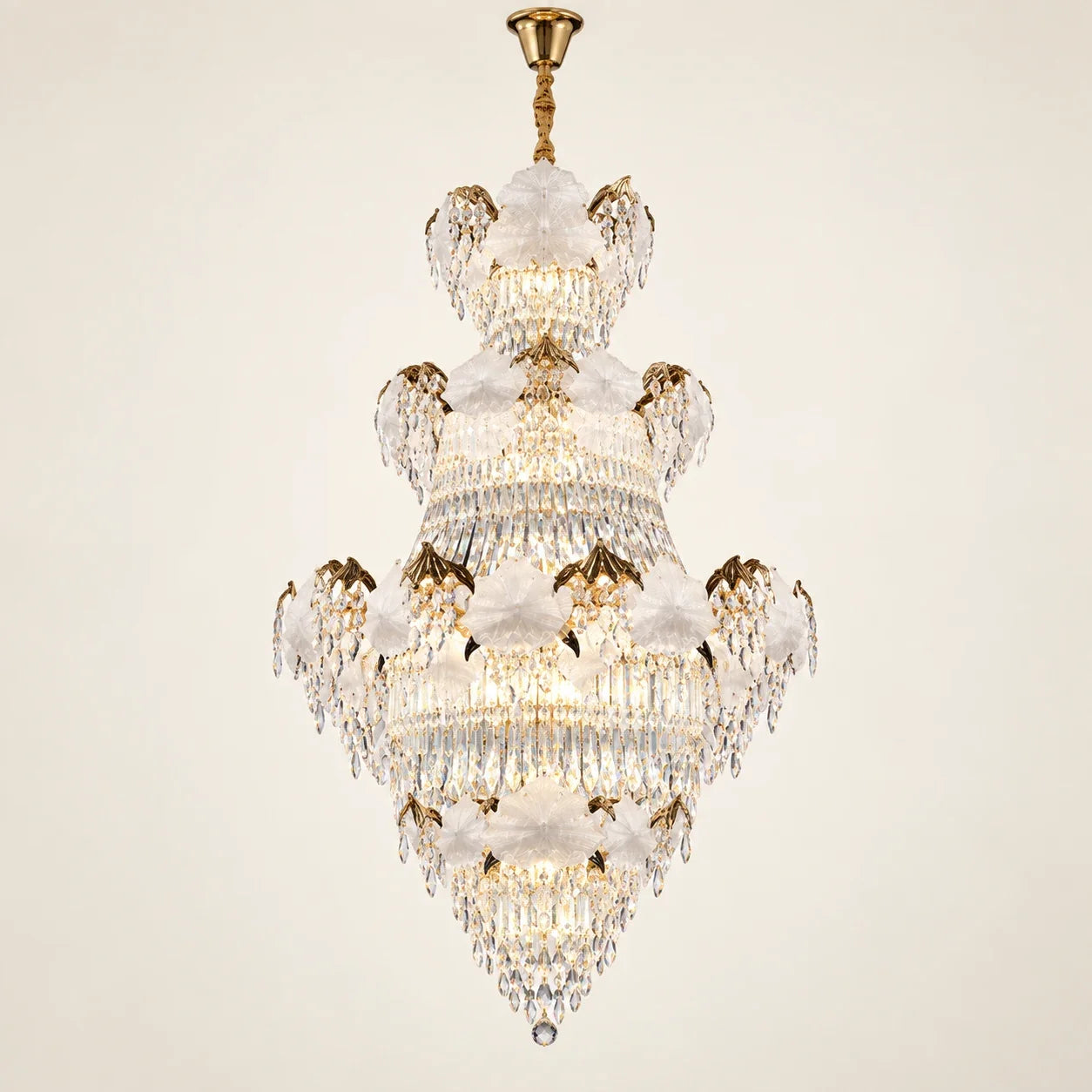 Bliss & Birch Tiered White Crystal Leaf Chandelier