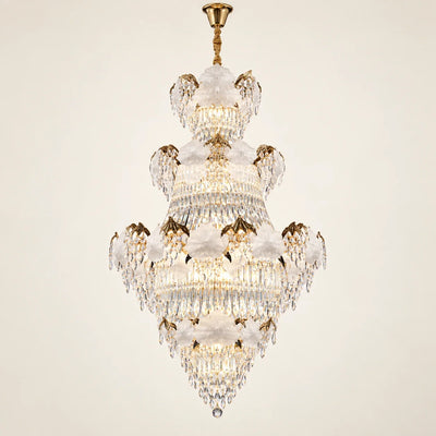 Bliss & Birch Tiered White Crystal Leaf Chandelier