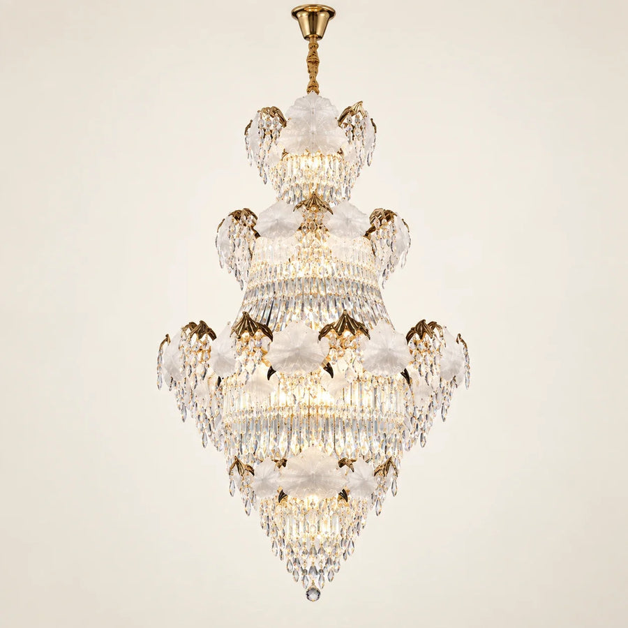 Bliss & Birch Tiered White Crystal Leaf Chandelier