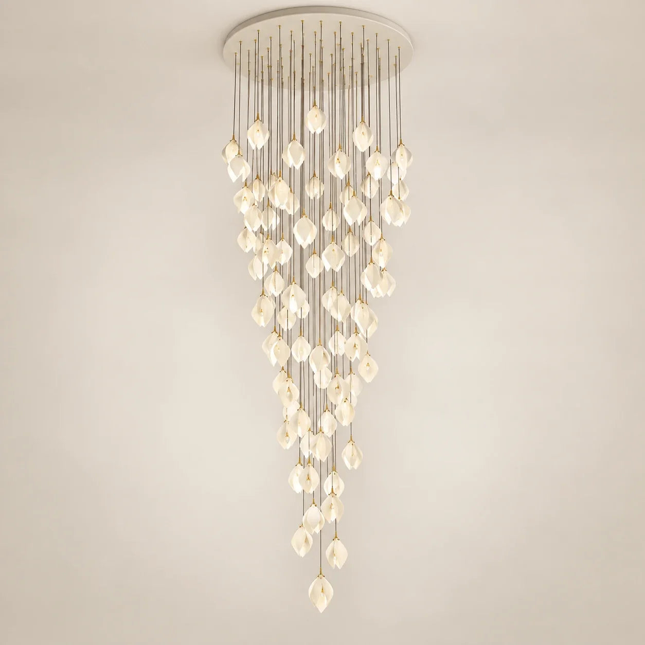 Bliss & Birch Cascading White Petal Double-Height Chandelier