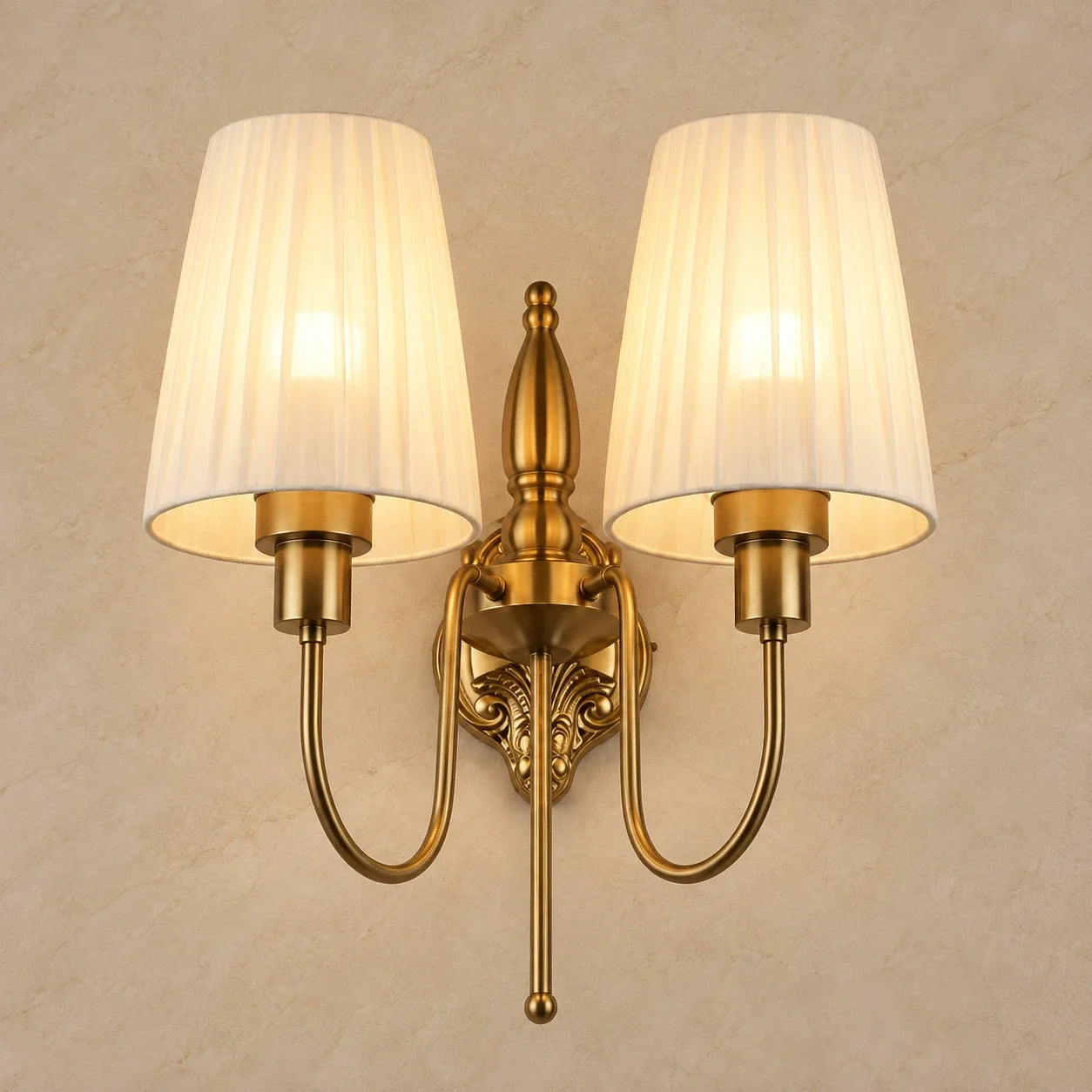 Bliss & Birch Classic Twin-Arm Pleated Shade Wall Sconce