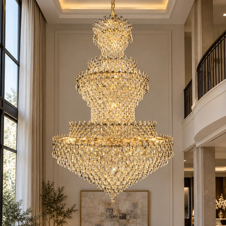 Bliss & Birch Grand Three-Layer Crystal Basket Chandelier
