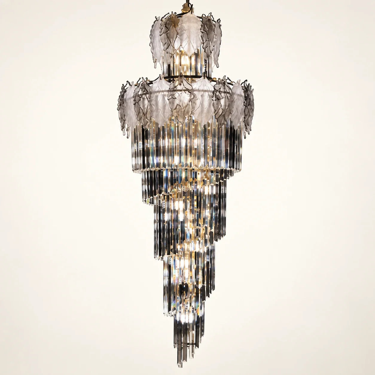 Bliss & Birch Tiered Smoked Glass Crystal Chandelier
