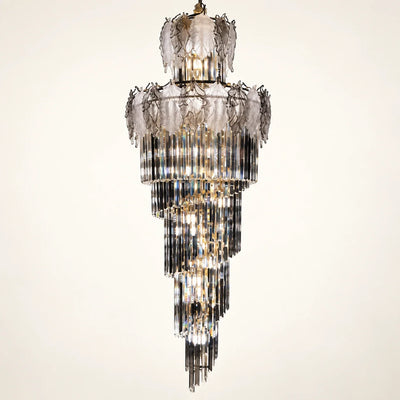 Bliss & Birch Tiered Smoked Glass Crystal Chandelier