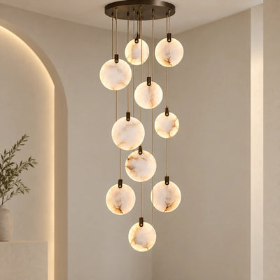 Bliss & Birch Cascading Round Marble Disc Chandelier