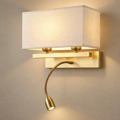 Bliss & Birch Fabric Shade Wall Light with Reading Light