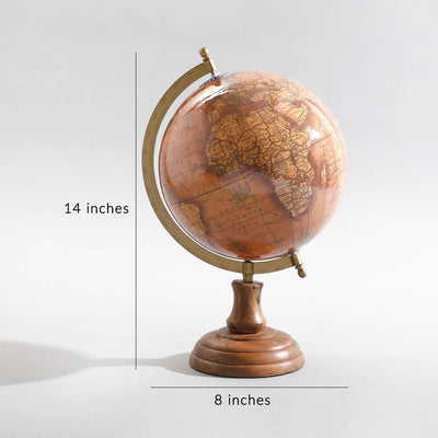 Ennis Decorative Globe | Rustic Wooden Globe for Home, Office & Living Room Decor