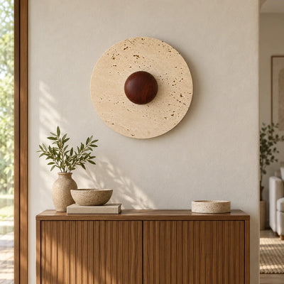 Bliss & Birch Travertine Orbis Plain Wall Lamp