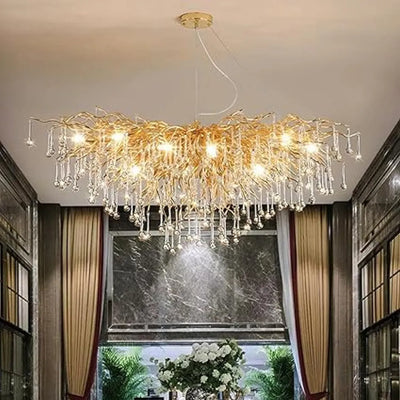 Golden Tree Branch Crystal Chandelier – 120 cm