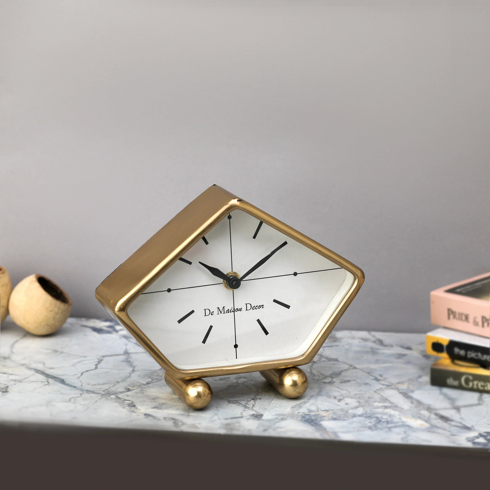 Penta Time Gold Table Clock