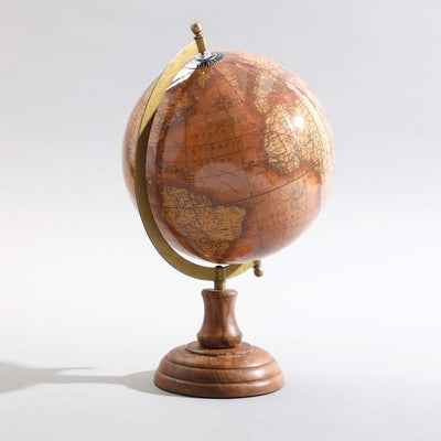 Ennis Decorative Globe | Rustic Wooden Globe for Home, Office & Living Room Decor